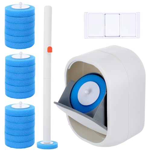 Disposable Toilet Brush Toilet Bowl Cleaner Wall Mounted Toliet Wand Kit with Holder Toilets Cleanings Stick Cleaning Supplies 42 Refills Pads for Cleaning and Hygienic Bathroom Maintenance