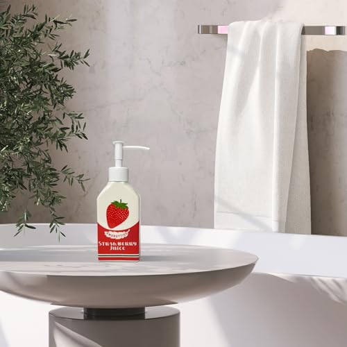 Ceramic Strawberry Dish Hand Soap Dispenser Pump Bottle Bathroom Kitchen | Cute Funny Design, Refillable, Reusable, 300ml/10oz - color: Strawberry