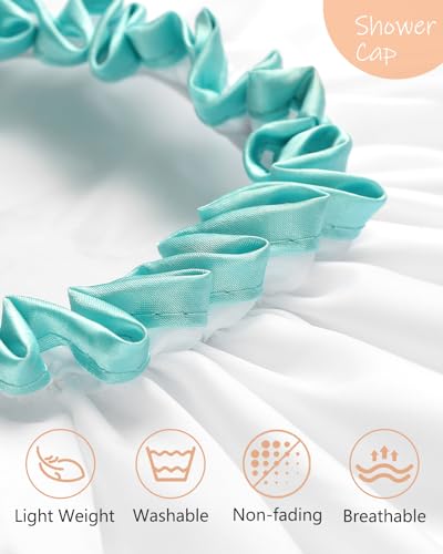 mikimini Shower Cap for Women and Girls,Reusable,Waterproof, Washable, Cute and Soft,White - color: White, size: Medium (Pack of 1)