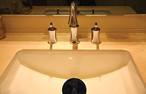 V-TOP Tub Stopper 2 Pack, 6 inches Large Silicone Drain Plug Hair Stopper Flat Suction Cover for Kitchen, Bathroom and Laundry - color: 6" Black