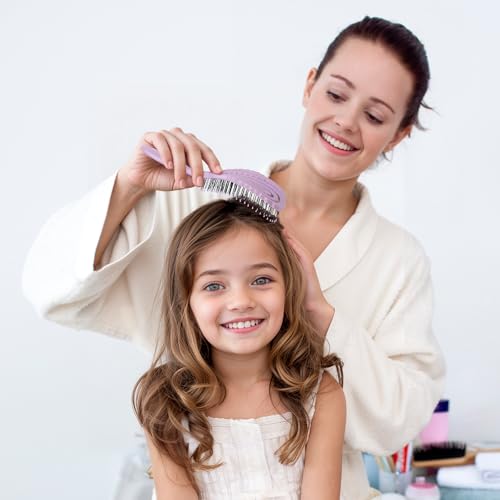 AIMIKE Hemp-Relax Detangler Hair Brush, Eco-Friendly Detangling Brush for Wavy Straight Hair, Vented Hairbrush w/Soft Bristles, Glide Through Tangles with Ease for Women, Kids, Wet & Dry Hair - color: Purple
