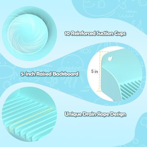 AGPTEK 24 Inch Bathtub Splash Guard with 10 Suction Cups, Silicone Tub Water Splash Guard for Bathtub, Bath Toy Tray Holder Play Shelf for Kids, Universal for Bathroom, Kitchen Sink (Green) - color: Green