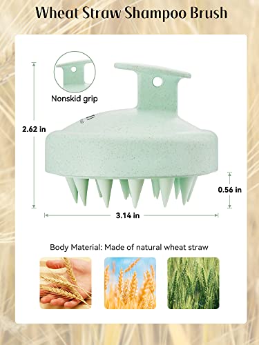 HEETA Scalp Massager Hair Growth, Soft Silicone Scalp Scrubber Shampoo Brush for Exfoliation, Dandruff Removal & Head Massage Stress Relax, Wet & Dry Use for Thick, Thin Hair Care, Wheat Straw Green - color: New Green