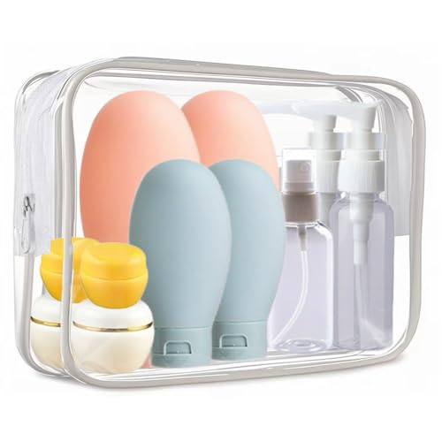 21 PCS Refillable Toiletry Bottles with Toiletry Bag for Travel Containers Empty Squeeze Leakproof Accessories for Toiletries Shampoo Lotion Body Wash (BPA Free) - size: 21 PCS Kit - 1#