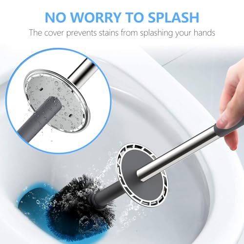 SetSail Toilet Brush, Compact Size Toilet Bowl Brush and Holder Toilet Brushes for Bathroom with Stainless Steel Handle Toilet Cleaner Brush with Durable Scrubbing Bristles, Grey - color: Gray, size: 1 pack