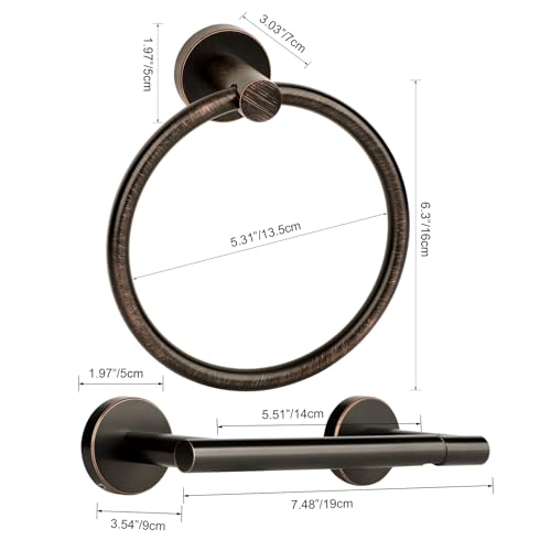 Oil Rubbed Bronze Toilet Paper Holder, Stainless Steel Towel Ring, Double Post Pivoting Toilet Paper Holder and Hand Towel Holder for Bathroom, Bathroom Hardware Accessories Set Brushed Bronze - color: Oil Rubbed Bronze