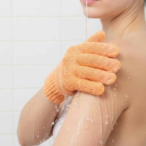 8-Piece Colorful Exfoliating Gloves, 5-Finger Bath Scrubbers for Deep Cleansing, Dual-Textured Shower Mitts for Body & Back