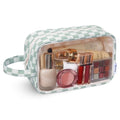 Narwey Clear Toiletry Bags for Traveling Women Men, Clear Travel Bags for Toiletries Makeup Bag Cosmetic Bag with Zipper, Make Up Organizer, Skincare Bag (Mint Green Checkerboard) - color: Y-Mint Green Checkerboard