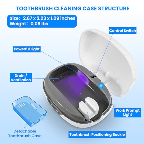 Toothbrush Cleaner Case - Toothbrush Covers with Holder - Portable & Rechargeable Travel Home Toothbrushes Cleaner Case - Fits All Manual or Electric ToothBrushes(White) - color: White