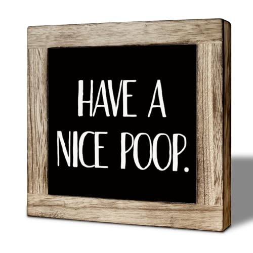 Restroom Wooden Box Sign, Have A Nice Poop, Wood Funny Bathroom Decoration Sign, Freestanding Decoration for Toilet Restroom, Rustic Wooden Tabletop Decor 5.9×5.9 inch - color: color33