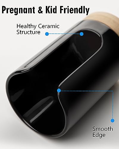 Ceramic Bathroom Cups Dispenser - 3-5 oz Disposable Paper & Plastic Bathroom Cups Holder - Mouthwash Cups Dispenser for Bathroom, Guest Toiletries, Countertop, Coffee - BPA Free (Black) - color: Black