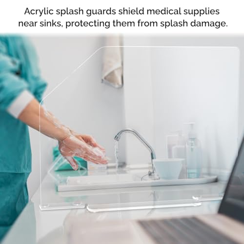 Marketing Holders Clear Acrylic Sink Splash Guard 15.75" x 16" x 4.5" with Easy-Reach Cutaway and Anti Skid Feet Freestanding Transparent and Durable Splatter Shield - size: 15.75"W x 4.5"D x 16"H