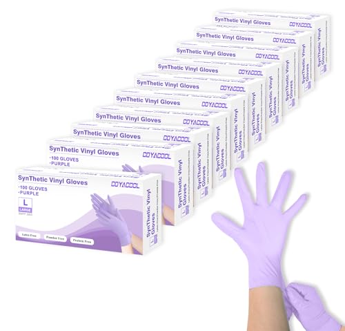 Disposable Gloves Large, Nitrile and Vinyl Blend Material Gloves, Latex Free 4 Mil 1000 Pc Food Grade Glove for Cleaning, Food Prep,Hair Dye,Tattoo, Purple - color: Purple, size: Large-1000pc