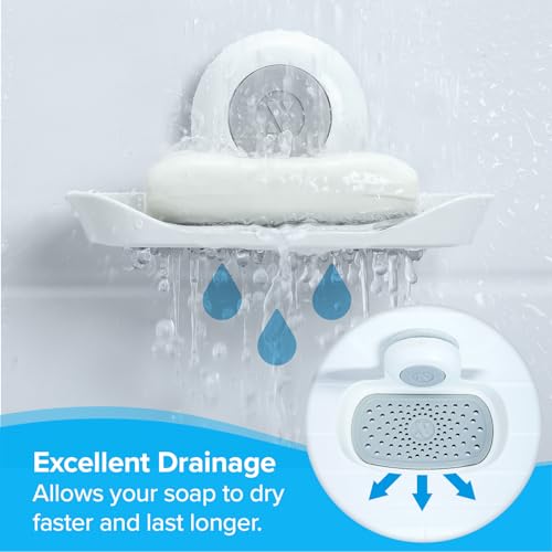 SlipX Solutions Strong Hold Soap Saver, Suction Cup Soap Holder, Must Have Universal Kitchen & Bathroom Shower Accessories (White, Single Tray (2-Pack) - color: White, size: Single Tray (2-Pack)