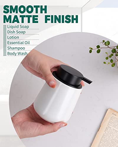 Bosilunlife Liquid Soap Dispenser - 12Oz Lotion Dispenser with Pump Matte White Ceramic Soap Dispenser Bathroom Dish Hand Wash Dispenser for Kitchen Pump Dispenser - color: Matte White