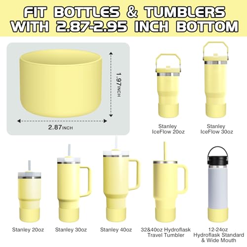 WUQID Silicone Boot Sleeve Compatible with Hydro Flask Travel Tumbler with Handle 32oz&40oz and 12-24oz Hydroflask Bottle & Stanley 20 30 40oz Tumbler, Fit 2.83-2.95in Bottom, Anti-Slip Bottle Cover - color: Pomelo