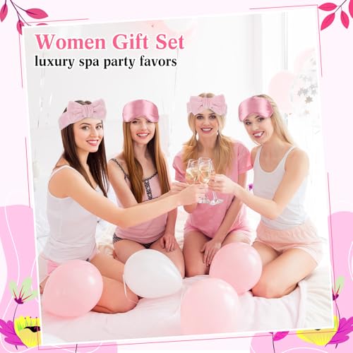 6 Set Spa Gifts Bulk for Women, Sleepover Party Favors Supplies for Bridesmaid Bridal Shower Wedding Guests Baby Shower Birthday Gift with Towels Socks Hair Tie Clip Eye Masks(Pink) - color: Pink