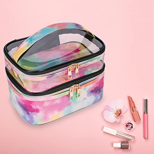 Cosmetic Bag Makeup Bag Travel Cosmetic Bags for Women Makeup bags Cases Portable Waterproof Foldable (Tie-Dye) - color: 10-Multicolor
