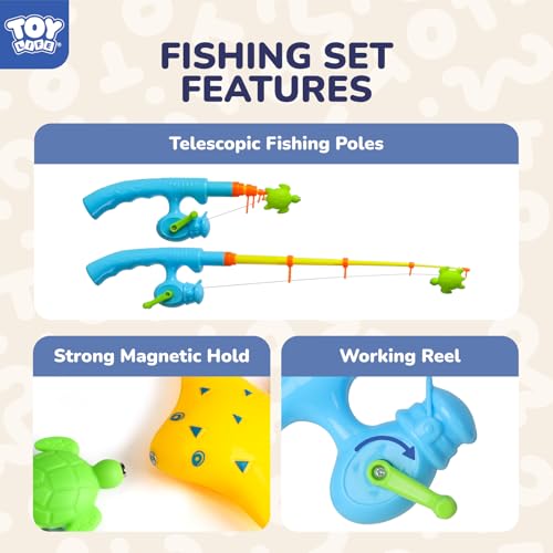 TOY Life 2-Player Magnetic Fishing Game for Kids 3-5 - Toddler Fishing Pole Set with Fish Toys - Bath & Pool Toys - Water Table Accessories - Educational Fishing Toy Rod for Boys Girls - color: 2 Kids Fishing Pole