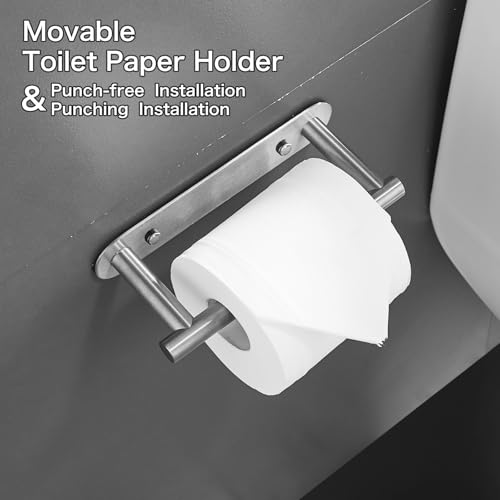 Movable Toilet Paper Holder Brushed Roll Holder, Paper Towel Holder - color: Brushed