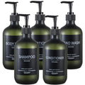 Plastic Refillable Shampoo and Conditioner Bottles with Pumps and Labels (5-Pack, Green) - color: Matte Green