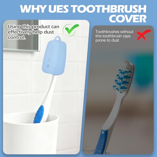 Lapfoon 8 Packs Toothbrush Covers, Silicone Toothbrush Covers Caps for for Electric Toothbrush Replacement Head & Manual Toothbrush, Toothbrush Travel Essentials - color: Azure