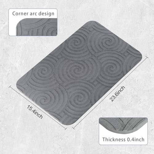 2 Pack Stone Bath Mat Diatomaceous Earth Shower Mat Non-Slip Super Absorbent Quick Drying Diatomite Stone Mats for Bathroom Floor Kitchen (Grey, 24x15) - color: Grey Circle