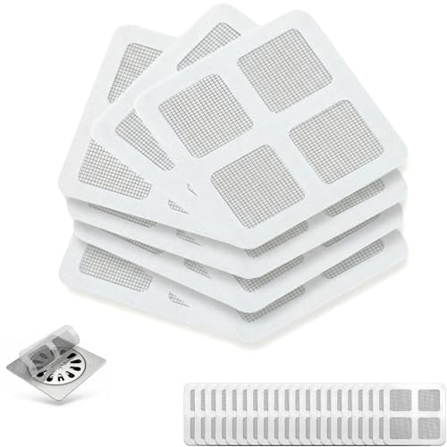 50 Pack Disposable Shower Drain Hair Catcher, Peel-Stick Mesh Covers, 4 in | Fiberglass Mesh Traps Hair, Pet Fur and Debris; Waterproof Adhesive Fits Flat Tub, Sink, Shower and Laundry Drains - size: 50pcs