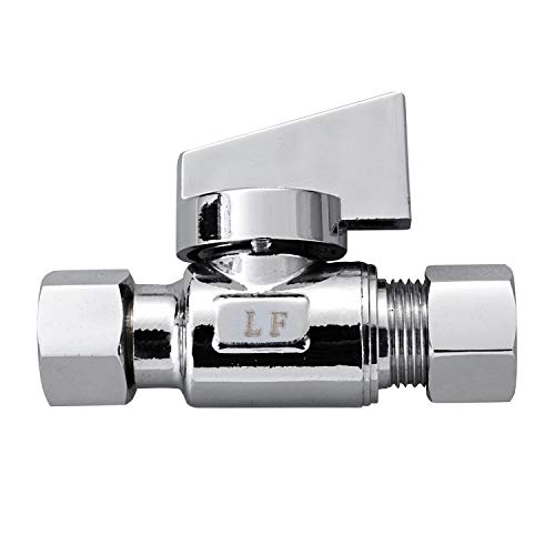 4 Pack Premium Chrome Brass 3/8" Comp FIP x 3/8 Inch Compression MIP Quarter Turn Water Straight Angle Stop (Add on) Valve - size: 4PCS 3/8" x 3/8"