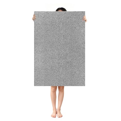 Shower Mat Non Slip: 35.4 x 23.6 Inch Extra Large Shower Mats for Inside Shower with Drain Hole - Soft PVC Loofah Anti Slip Shower Stall Mat for Walk-in Shower and Bathroom, Quick Drying - color: Grey, size: 35.4" x 23.6" (Rectangular)