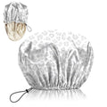 Luxury Shower Cap Silk Satin Lined Waterproof Reusable Adjustable Elastic Dry Hair Bathing Caps Cute for Women Girls-Gray Cheetah Leopard - color: C-20-Gray Cheetah Leopard