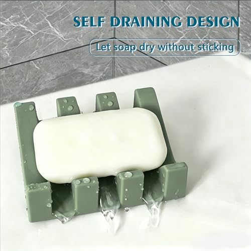 Soap Dish Holder for Shower with Suction Cup, Silicone Soap Holder & Saver Self-Draining Bar Soap Dish Keeps Soap Dry for Bathroom, Kitchen, Bathtub (Green,3-Pack) - color: Green,3-pack