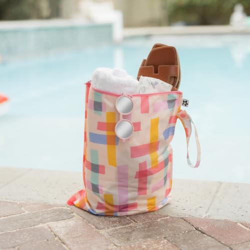 Tiny Twinkle Mess Proof Wet Bags | 2-Pack Reusable Waterproof Wet Bags for Swimsuits | Baby Clothes | Travel & Diaper Bag (Daisies,Playful) - color: Daisies,Playful, size: 2 Pack