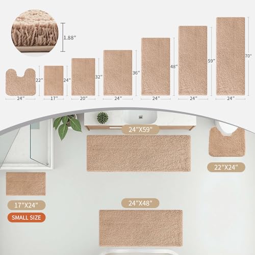 Disolla Beige Bathroom Rug 24x48 - Non-Slip Plush Thick Bath Mat, Highly Absorbent & Ultra Soft Fluffy Floor Mat, Machine Washable for Shower and Tub - color: Beige, size: 2' x 4' (24''x48'' Bathroom Rug)