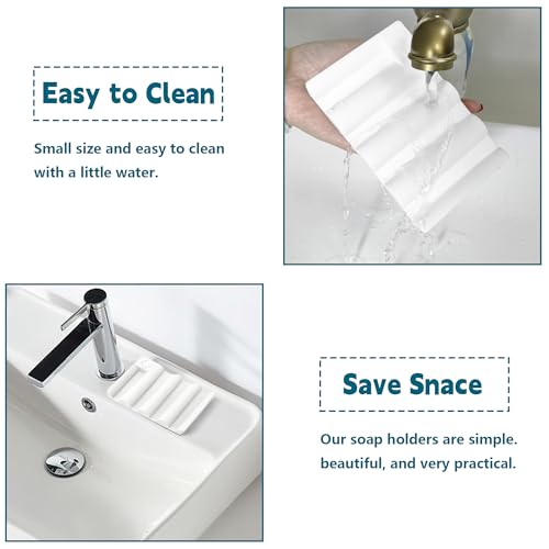 Silicone Soap Dish,Self Draining Soap Holder Perfect for Shower,Bathroom Sink,Kitchen Sink & Travel,Non-Slip Bar Soap Holder Extend Soap Life,Keep Soap Bars Dry & Easy Cleaning White-1Pcs - color: White-1pcs