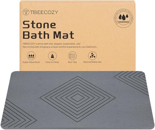 Stone Bath Mat, Diatomite Fast Drying Non Slip Stone Shower Mat, Super Absorbent for Bathroom & Kitchen, Multi-Use as Pet Mat, Easy to Clean 16"x24", Gray - color: Style 04-gray, size: 16"x24"
