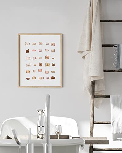 HAUS AND HUES Funny Bathroom Art - Butts Collage Cute Bathroom Decor, Sign, Wall Art (Beige Frame, 16x20) - color: Butts, size: 16"L x 20"W, style: Beige Framed