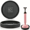 SHENGYIYISHENG Plunger Mat, Air Drying Mat for Toilet Plunger, Plunger Holder Catches Drips - Wicks Water from Plunger and Dries Quickly, Plunger Tray for Kitchens & Bathrooms (Black, 2 Pcs)