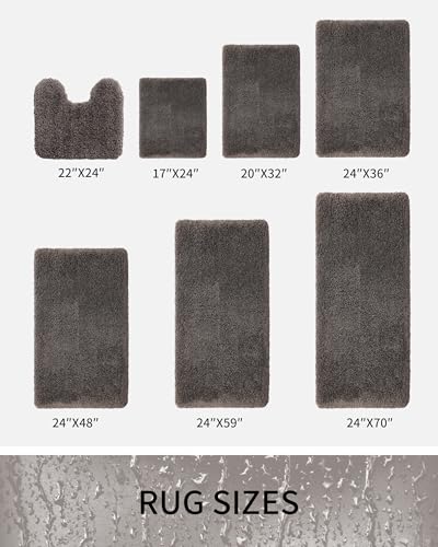 Bathroom Rugs Non Slip Washable, Ultra Thick Soft Microfiber Absorbent Bath Mats, High Density Foam Latex Non Slip Backing Bath Rugs, Fluffy Floor Carpet for Tub&Shower 24x17, Darkgrey - color: Dark Grey, size: 24" X 17"(Small Bathroom Rug)