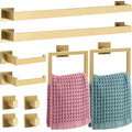 Gisafai 10 Pcs Gold Bathroom Hardware Accessories Set 23.6 Inch Bath Towel Bar Kit Stainless Steel Bathroom Hardware Set Towel Racks Ring Robe Hooks Paper Holder for Wall Mounted - color: Gold