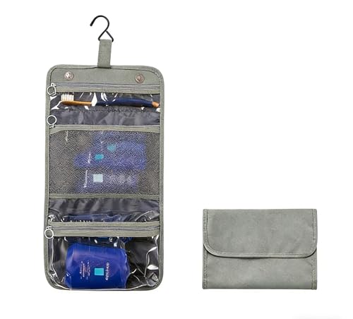 Small Hanging Toiletry Travel Kit, Portable Hanging Organizer Toiletry Bag, Sage gray-green Bathroom Bag For Traveling,Foldable Cosmetic Bag,Makeup Accessories