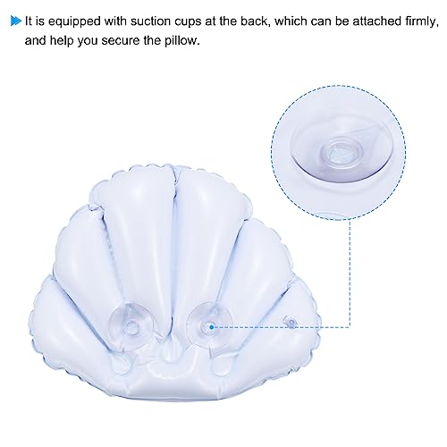 PATIKIL Inflatable Bath Pillow with Suction Cups, 3 Pack Terry Cloth Covered Shell Shape Bath Pillow Neck Support for Bathtub Hot Tub (Pink, Blue, White) - color: Pink, Blue, White