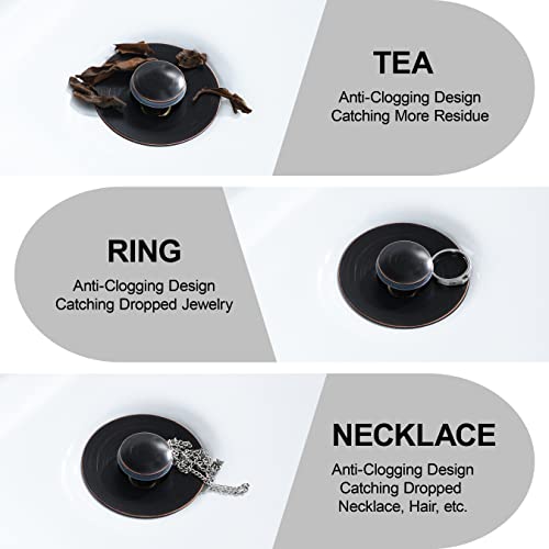 Universal Bathroom Sink Stopper - Bounce Wash Basin Drain Filter, Stainless Steel Pop Up Drain Stopper, 1.25" Bullet Core Sink Stopper, Sink Drain Plug with Anti-Clogging Strainer, Oil Rubbed Bronze - color: Oil Rubbed Bronze, style: Small Cover