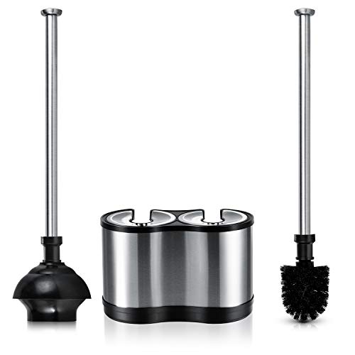 ToiletTree Products Modern Deluxe Freestanding Toilet Brush and Plunger Combo - 5.5" x 9.5" x 18.5" (2 Pack) - style: Combo 2 Pack