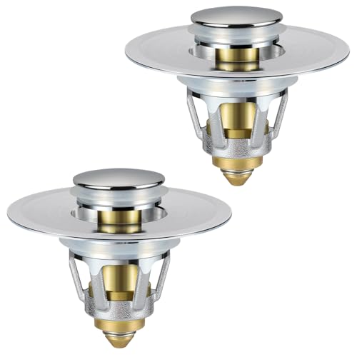 Tgosomt Bathroom Sink Stopper 2 Pack, Bathroom Sink Drain Strainer, Revolutionary Bathroom Accessories and Essentials (Brushed Nickel) - color: Brushed Nickel, size: 2 Pack