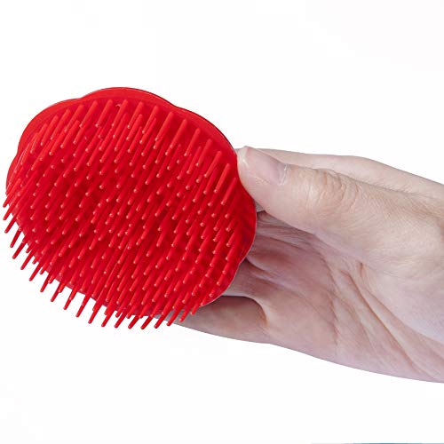Hair Scalp Brush Dandruff Cleaning Brush Shower Scalp Shampoo Brush Scalp Massager Pack of 4 (Black and red) - color: Black and Red