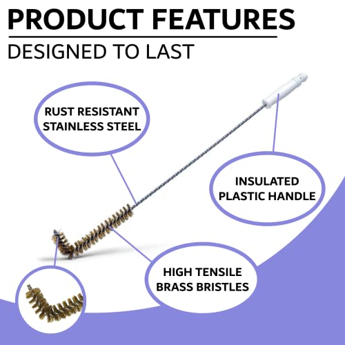 Deep Fryer Cleaning Brush – L-Shaped High-Temp Commercial Kitchen Tool - Heavy Duty Brass Bristles - Heat Resistant to 750F for Food Debris - Deep Fryer Cleaner - Made in USA by FryOilSaver Co. B53C - style: L Shaped Fryer Brush