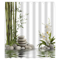 Spa Stone Shower Curtain Floral Flower Green Bamboo Leaves Relax Water Garden Nature Plant Bath Curtain with Hooks, 59x70 Inch - size: 59"W x 70"L (Pack of 1)