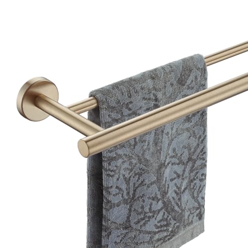 JQK Double Bath Towel Bar, 30 Inch 304 Stainless Steel Thicken 0.8mm Towel Rack for Bathroom, Towel Holder Champagne Bronze Wall Mount, Useable Length 27 Inch, TB100L27-CB - color: Champagne Bronze, size: 30 Inch