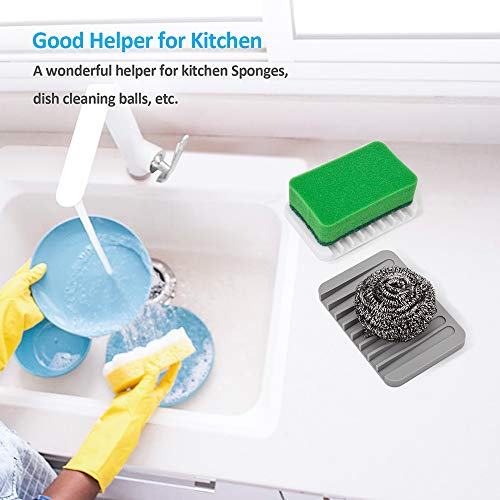 4PCS Self-Draining Silicone Bar Soap Dish and Holders for Shower | Easy Clean, Can Extend Soap Life, Premium Sponge Holder for Sink, Kitchen, Bathroom, or Counter, Soap Tray for Shower